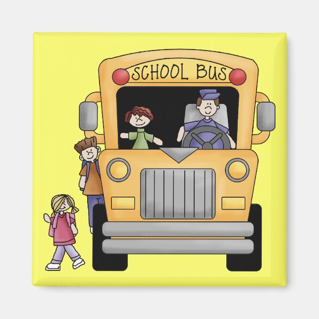Aimant Chemises et cadeaux de bus de l'école jaune (Devant)