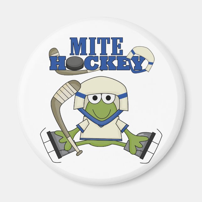 Aimant Chemises et cadeaux de hockey bleu Mite (Devant)