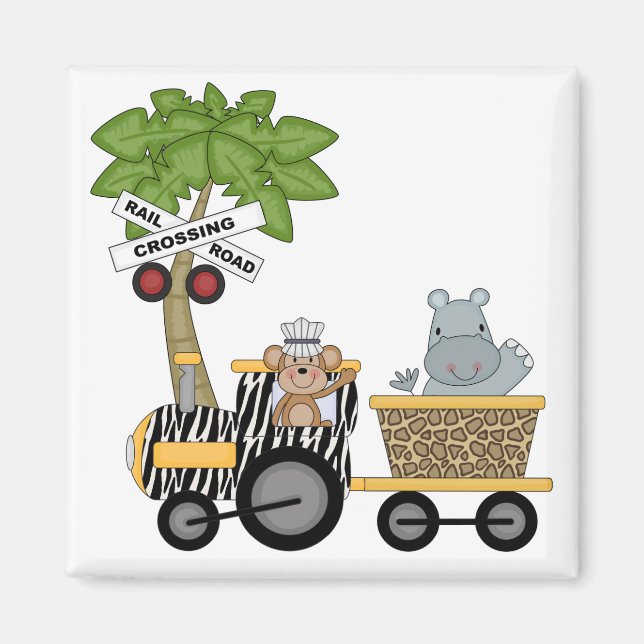 Aimant Chemises et cadeaux de train singe et hippo (Devant)