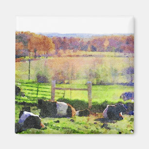 Aimant Cheptel de vaches galloway reposant peinture à l'a