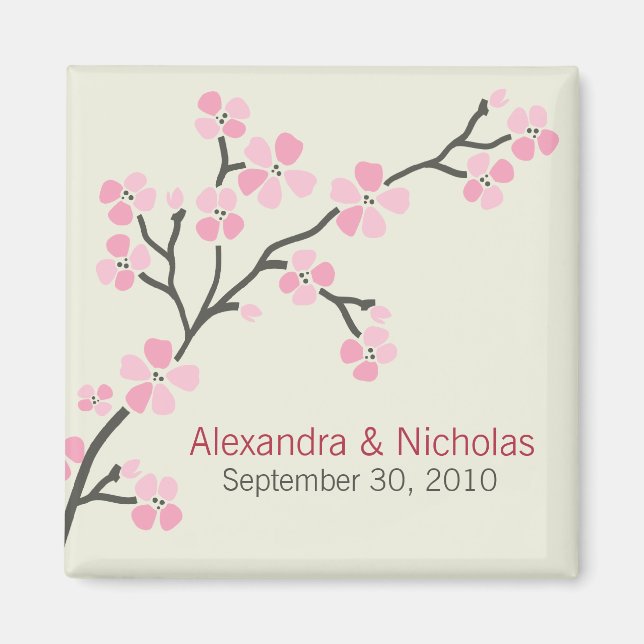Aimant Cherry Blossom Designer Wedding Favor 2 (rose) (Devant)