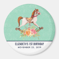Cheval à Bascule Vintage avec Bouquet Floral Anniv