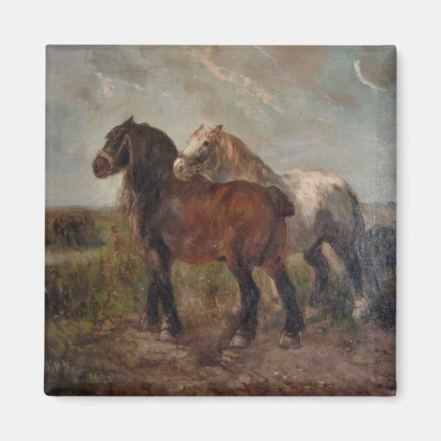 Aimant Cheval Belge Brown Peinture fine d'art : (Devant)