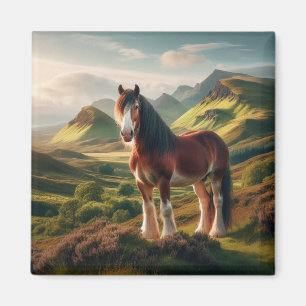 Aimant cheval Clydesdale des Highlands d'Écosse
