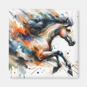 Aimant Cheval courant à l'aquarelle abstraite