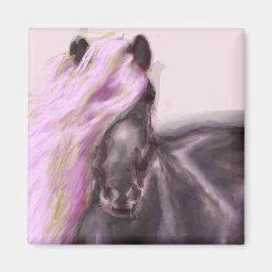 Aimant cheval dans les ombres lilas