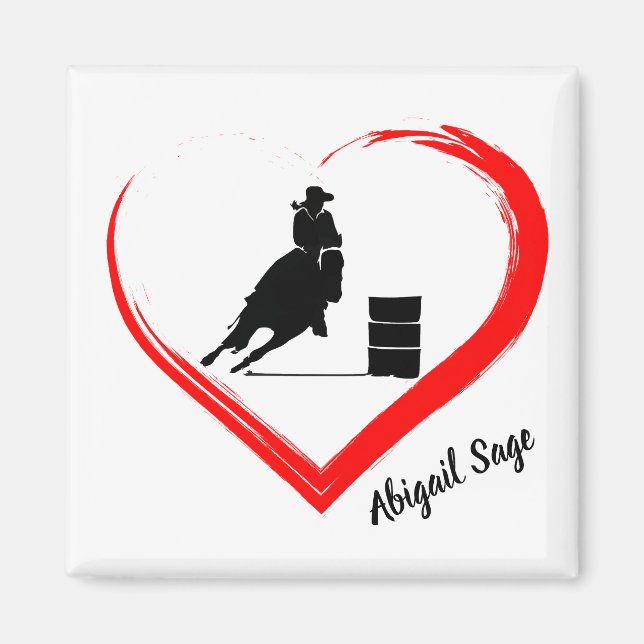 Aimant Cheval de course Silhouette personnalisé, Coeur (Devant)
