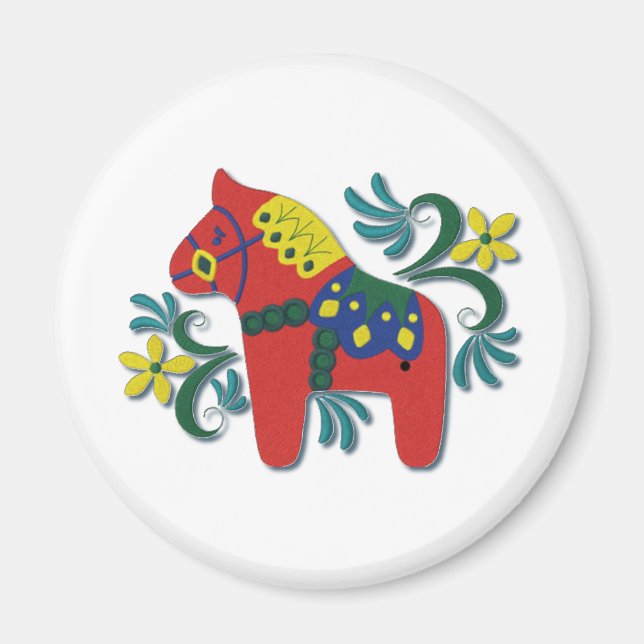 Aimant Cheval de Dala suédois coloré (Devant)