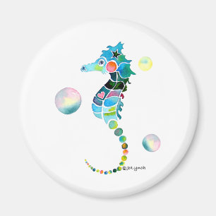 Aimant Cheval de mer avec bulles