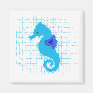 Aimant Cheval De Mer Bleu Sur Un Arrière - plan En Perte