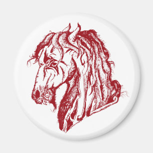 Aimant Cheval diable en colère en rouge et choisir votre 