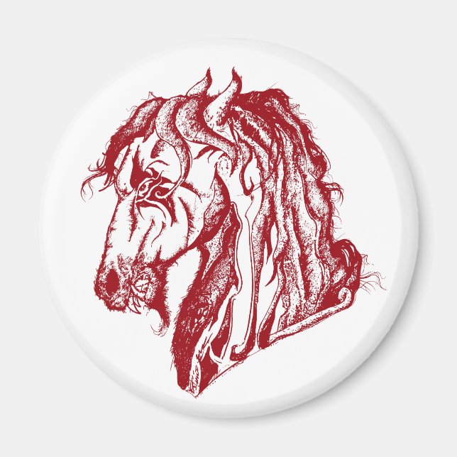 Aimant Cheval diable en colère en rouge et choisir votre  (Devant)