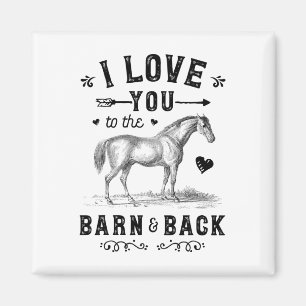 Aimant Cheval Je T'Aime À La Grange Et Les Filles Dos Hor