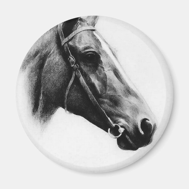 Aimant Cheval noir et blanc (Devant)