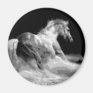 Aimant Cheval noir et blanc en action