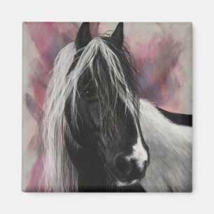 Aimant Cheval Tzigane Vanner rose