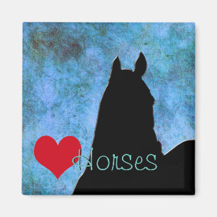 Aimant Chevaux du Coeur I Coeur rouge (bleu/vert)