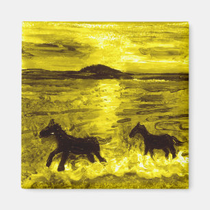 Aimant Chevaux en bord de mer d'Or