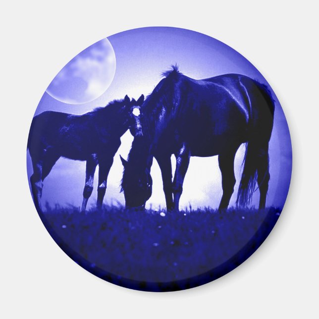 Aimant Chevaux en Nuit Bleue (Devant)