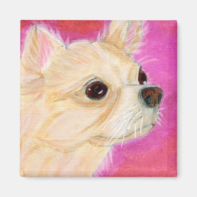 Aimant Cheveux longs Chihuahua (Devant)
