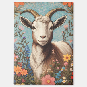 Aimant Chèvre Mignonne Floral Élégant Coloré