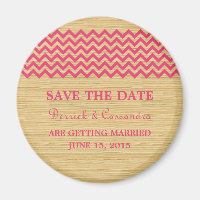 Chevron Rustique rose Enregistrer l'aimant de date