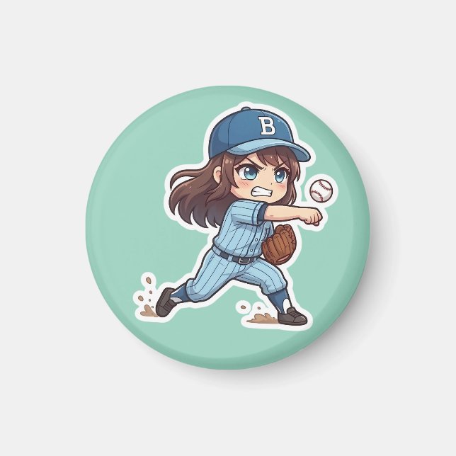 Aimant Chibi Baseball Édition 2026 - Lancement du lanceur (Devant)