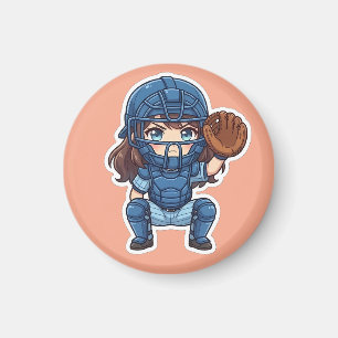 Aimant Chibi Baseball Édition 2026 - Squat du receveur