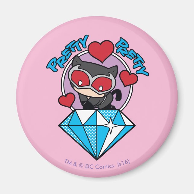 Aimant Chibi Catwoman assise Sur Le Grand Diamant (Devant)