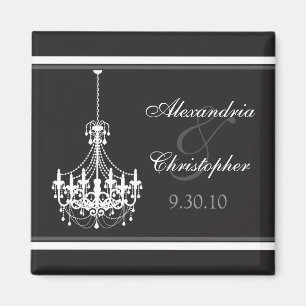 Aimant chic de faveur de mariage de lustre (blanc)