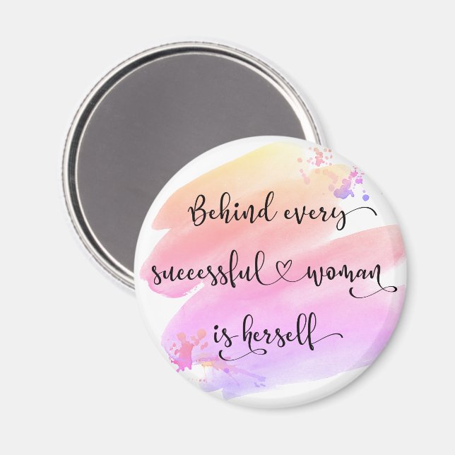 Aimant Chic "Femme Réussie" Aquarelle rose Typographie (Recto/Verso)