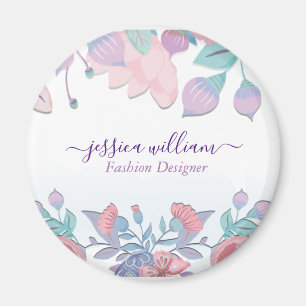 Aimant Chic Moderne Aquarelle Hydrangeas Bleus Floral