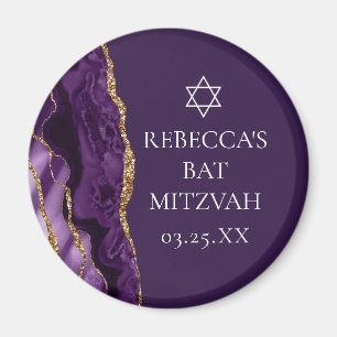 Aimant Chic Purple Gold Agate Bat mitzvah Party Personnal