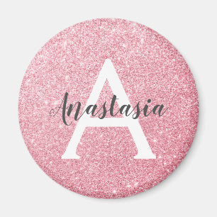 Aimant Chic & Tendance Rose Or Paillettes Monogramme