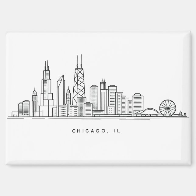 Aimant Chicago IL Cityscape Illustration (Recto)