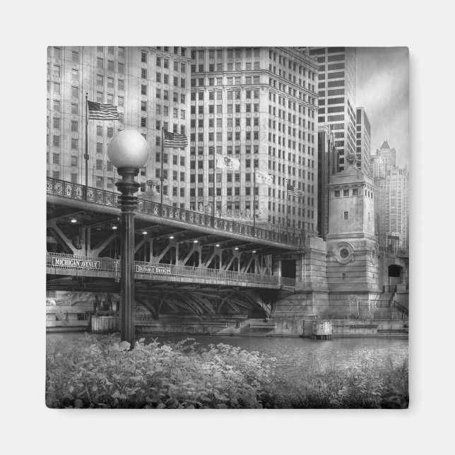 Aimant Chicago, IL - Pont DuSable construit en 1920  - N& (Devant)
