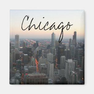 Aimant Chicago Skyline à Sunset