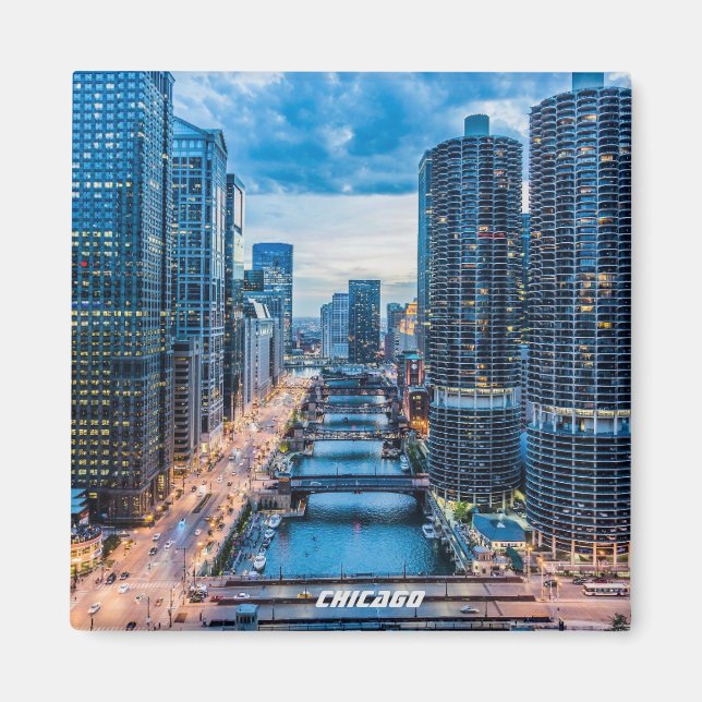 Aimant Chicago Skyline River City (Devant)