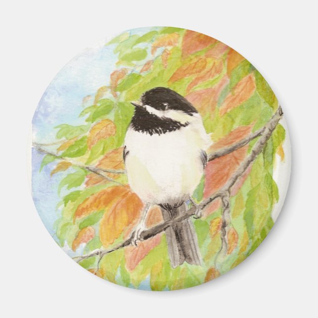 Aimant Chickadee Automne Oiseau Automne Couleur de l'aima (Devant)