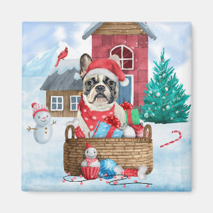 Aimant Chien à tête blanche dans la neige Maison de Chien