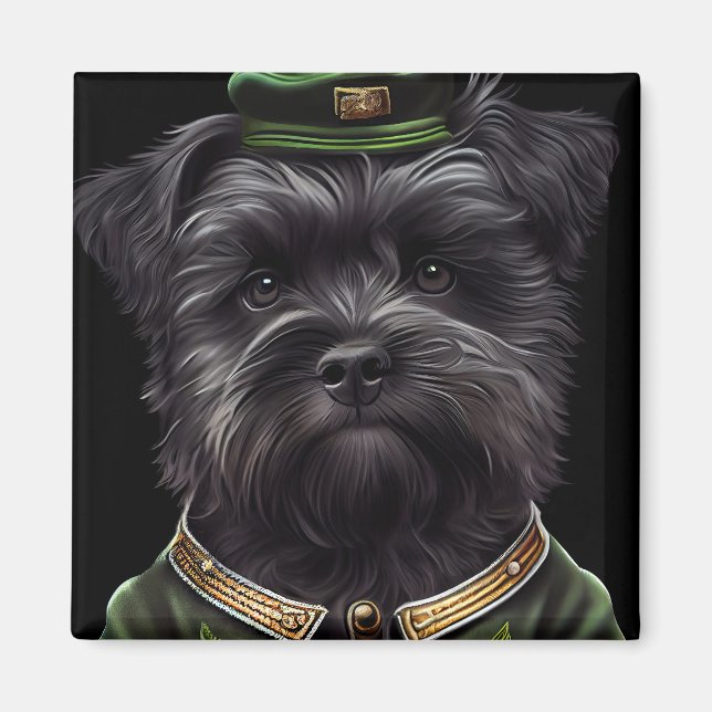 Aimant Chien Affenpinscher en Robe de la Saint Patrick (Devant)