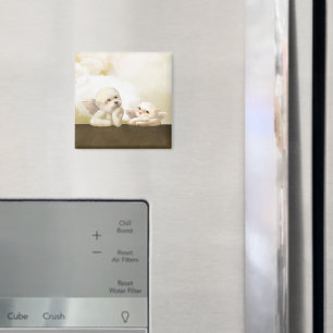 Aimant Chien angélique et chat sur Cloud