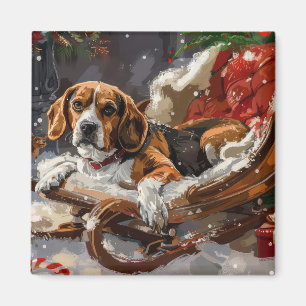 Aimant Chien Beagle Noël Festif