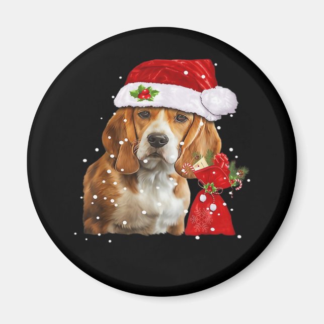 Aimant Chien beagle Noël T Chemise Noël Chien Essenti (Devant)