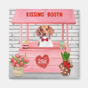 Aimant Chien beagle Valentine's Day Kissing Booth