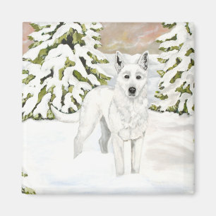 Aimant chien berger allemand blanc