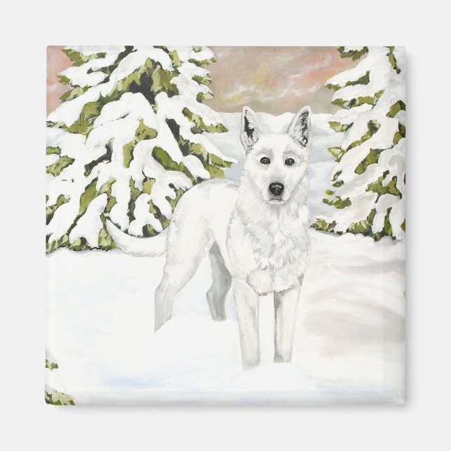 Aimant chien berger allemand blanc (Devant)
