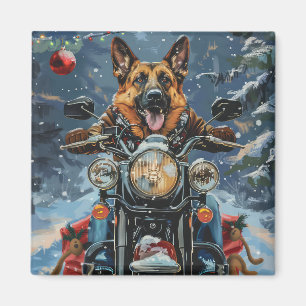 Aimant Chien berger allemand équitation moto Noël
