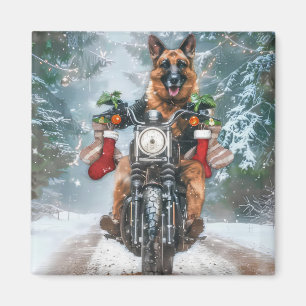 Aimant Chien berger allemand équitation moto Noël