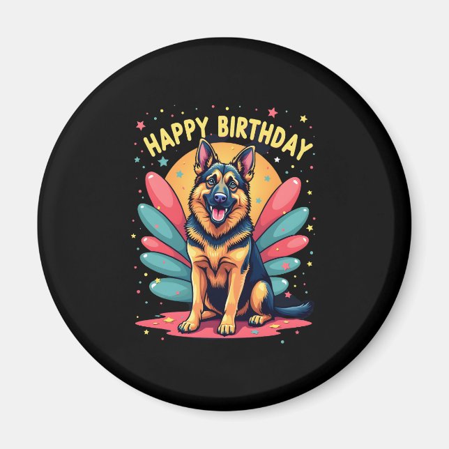 Aimant Chien berger allemand joyeux fête d'anniversaire S (Devant)